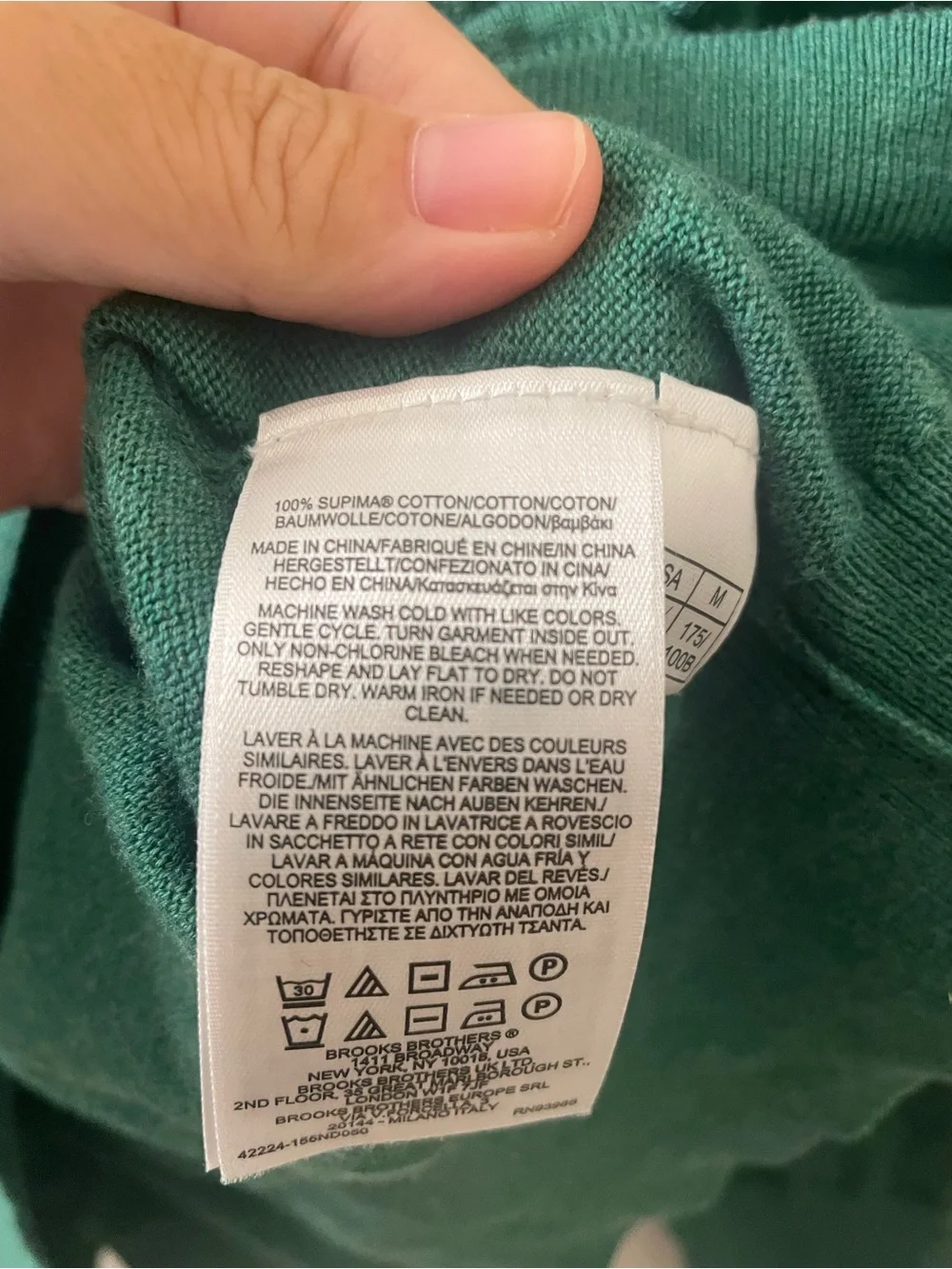 Mens Brooks Brothers Green Medium Sweater
